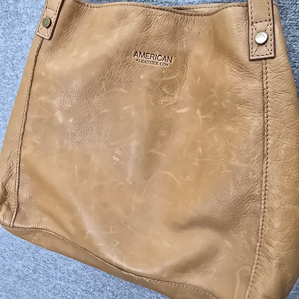 AMERICAN LEATHER CO CAFE LATTE LIBERTY SHOPPER BAG, NWT - Picture 4 of 8
